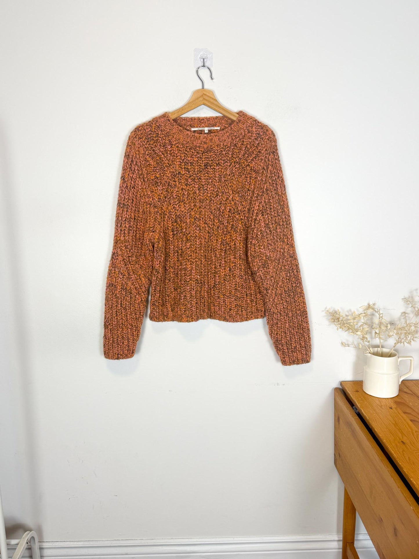 SECOND FEMALE Fillipi Mohair Chunky Knit Sweater in Apricot (Size S/M)
