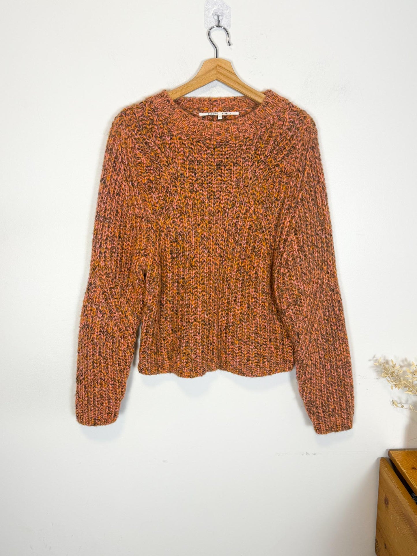 SECOND FEMALE Fillipi Mohair Chunky Knit Sweater in Apricot (Size S/M)