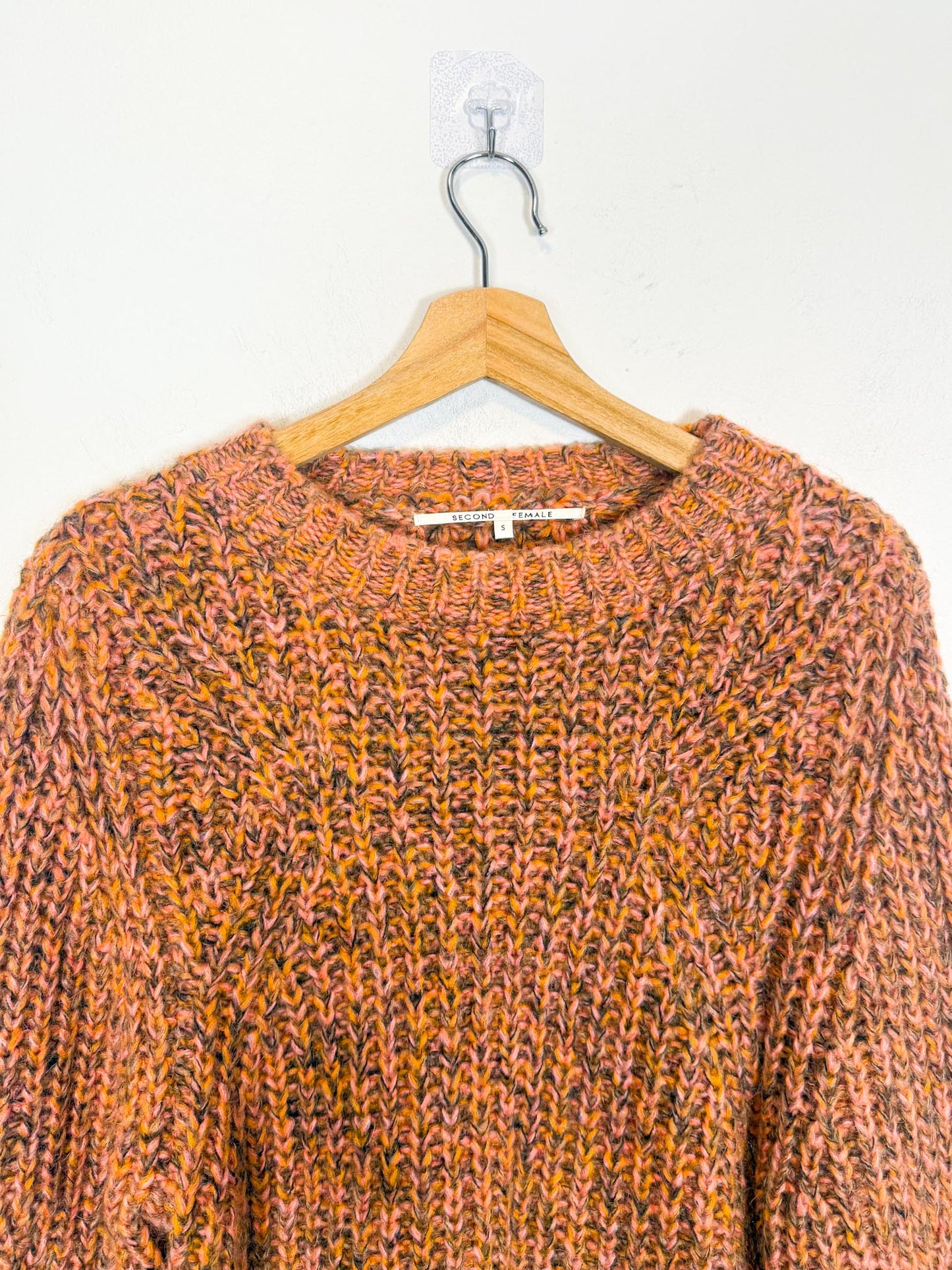 SECOND FEMALE Fillipi Mohair Chunky Knit Sweater in Apricot (Size S/M)
