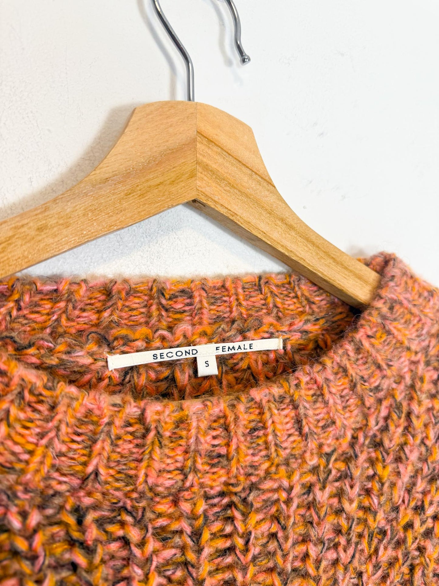 SECOND FEMALE Fillipi Mohair Chunky Knit Sweater in Apricot (Size S/M)
