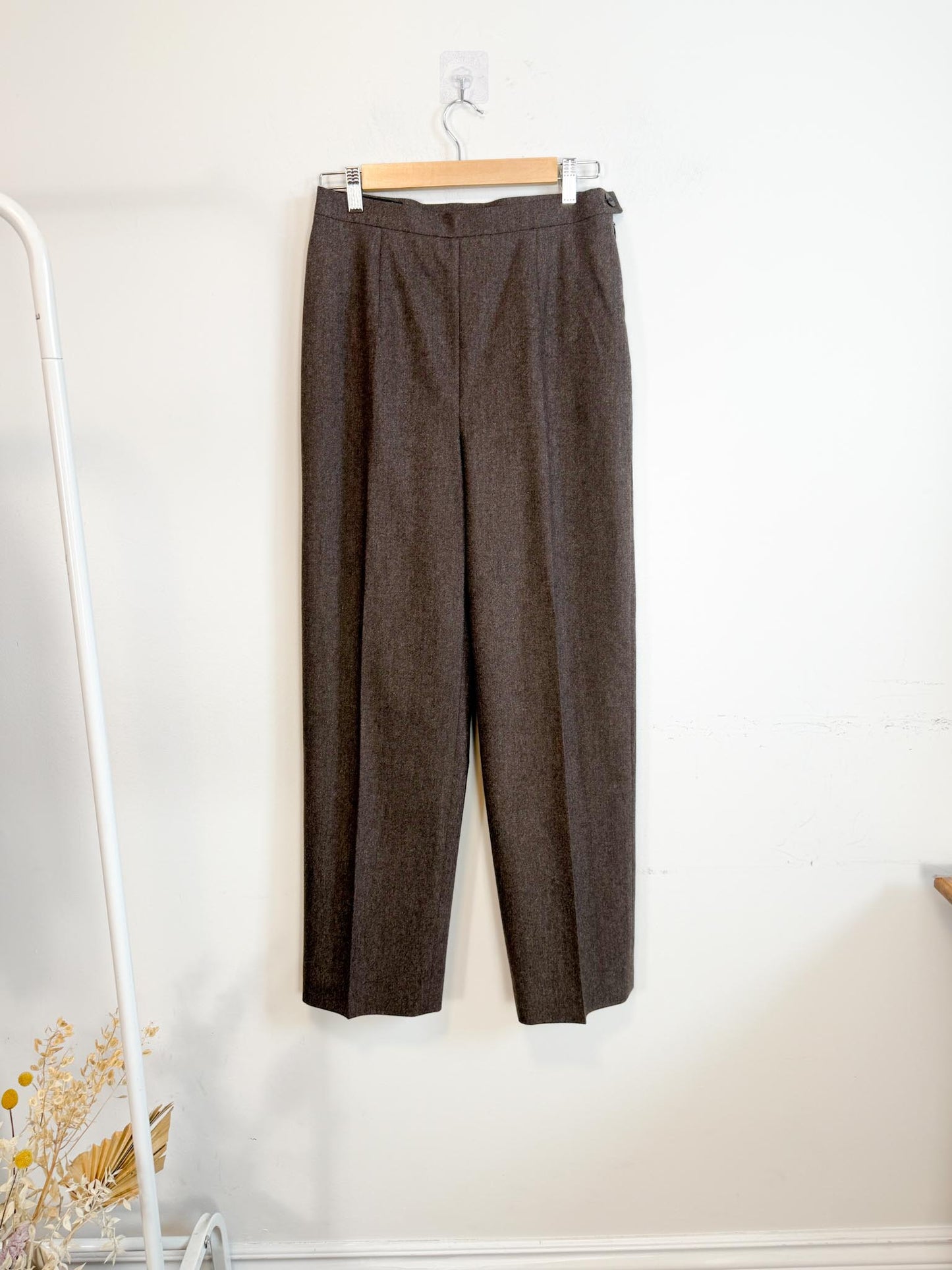 Vintage 90s Louis Feraud Wool Pant Suit in Brown (Size 6)