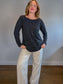 Buttercream Canadian Sustainable Striped Long Sleeve T-Shirt in Black/Grey NWT (Size 1X)