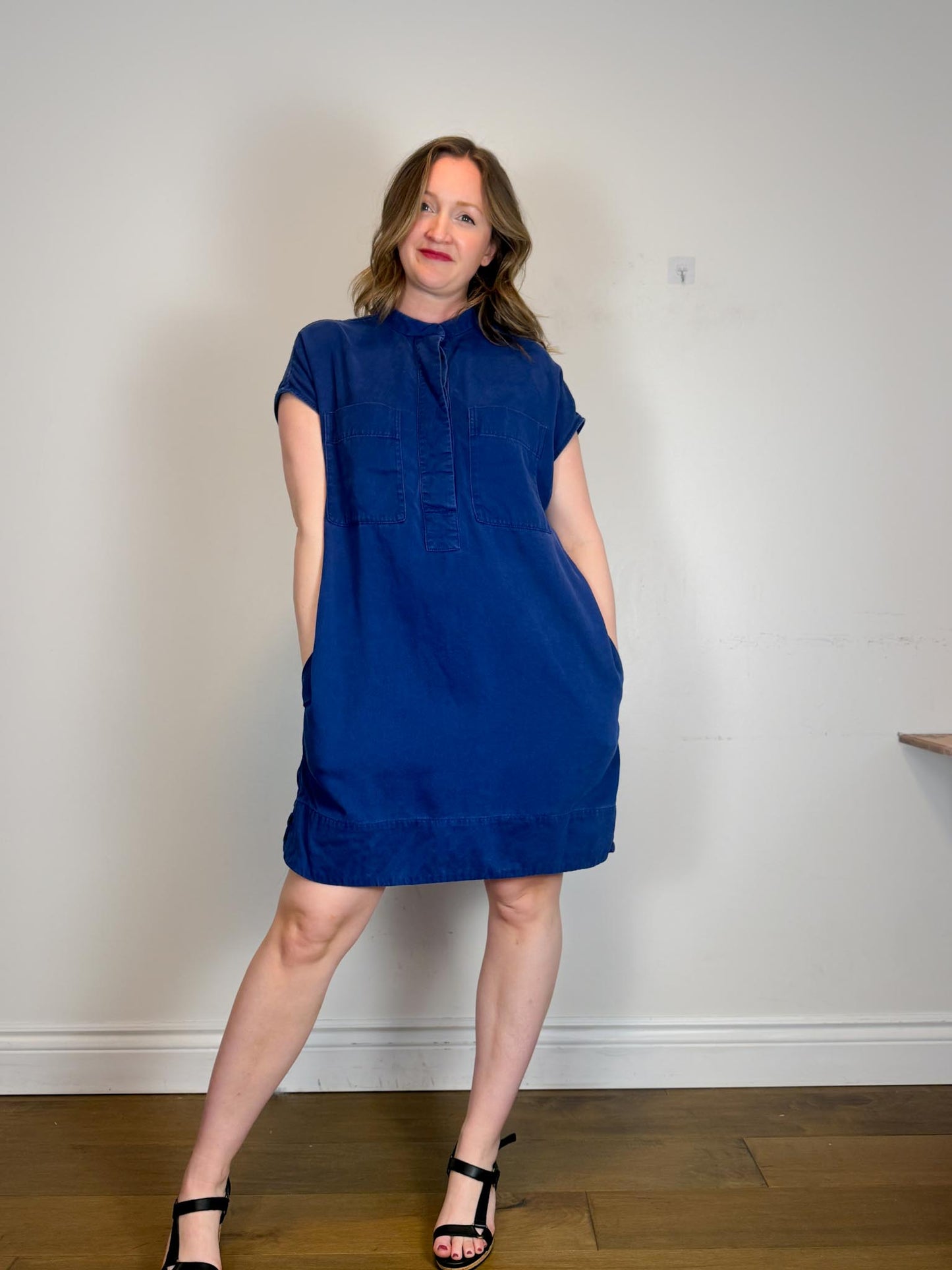 Everlane "The Tencel Easy Workwear Dress in Blue" (Size L)