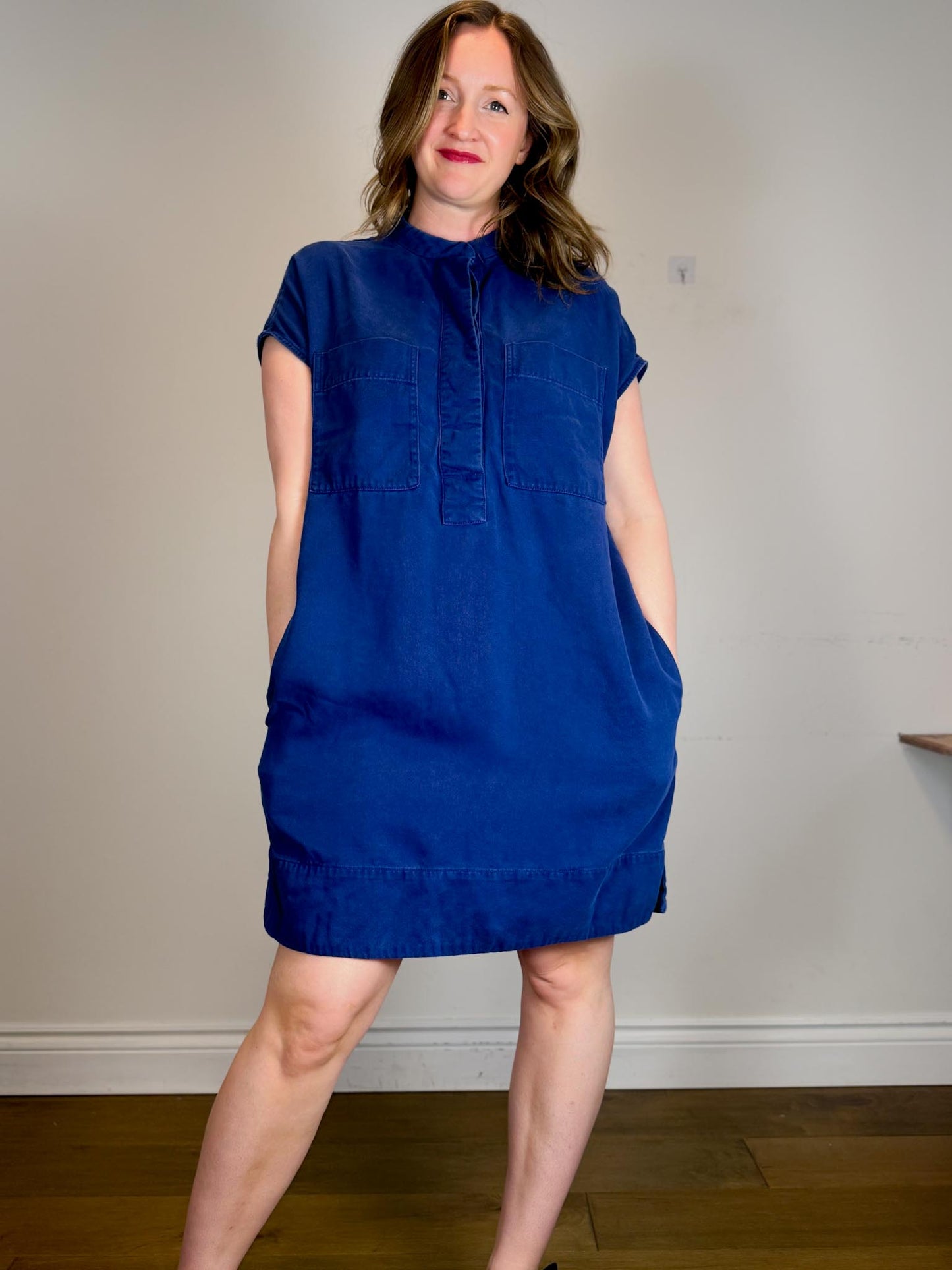 Everlane "The Tencel Easy Workwear Dress in Blue" (Size L)