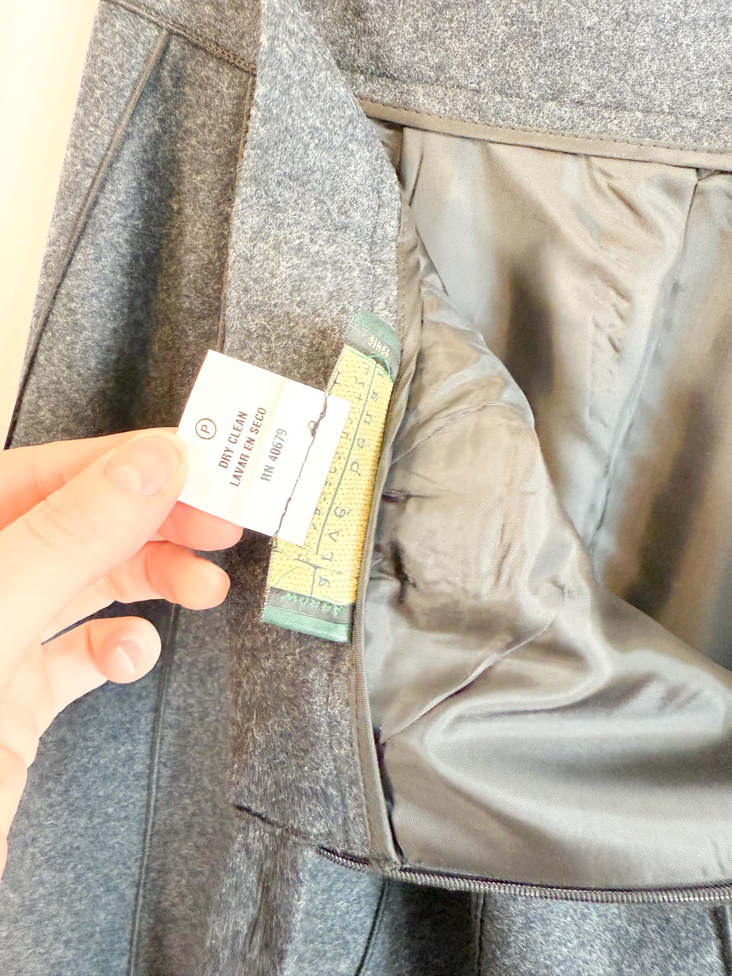 Vintage Wool Flared Midi Skirt in Dark Grey (Size S)