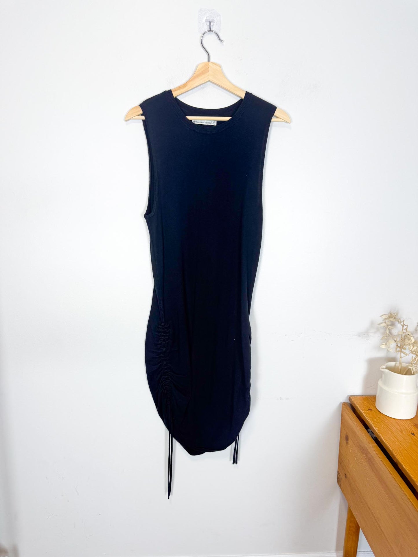 Abercrombie & Fitch Knit Dress with Side Ruching in Black (Size L)