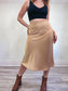 Rachel Zoe Satin Midi Skirt in Beige (Size L)