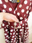 Vintage 90s Des Filles a la Vanille Paris Polka Dot Dress in Maroon/White (Size S)