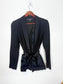INTERMIX Designer Tuxedo Blazer with Satin Belt in Black (Size XS/S)