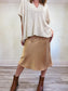 Rachel Zoe Satin Midi Skirt in Beige (Size L)