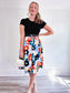 Nordstrom by Cristina Martinez Blue Floral Smudge Print Skirt (Size M)