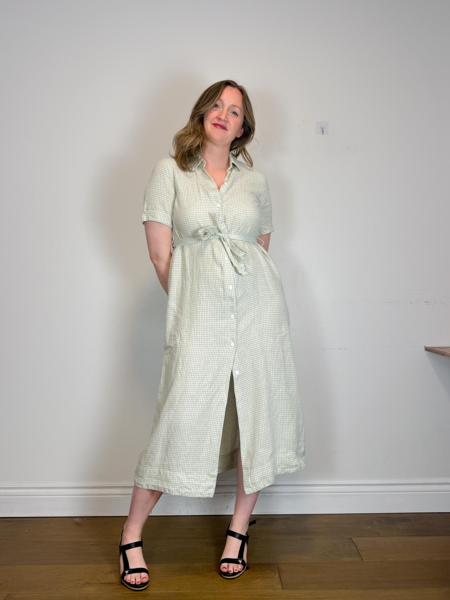 Wilfred "Eleta Linen Maxi Dress in Green Gingham" (Size M)  Middle Child  Vintage Shop