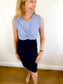 CARVEN Sleeveless Colourblock Mini Dress in Blue (Size S)