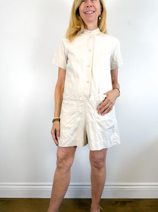 COS Cotton Romper in Neutral (Size S/M)