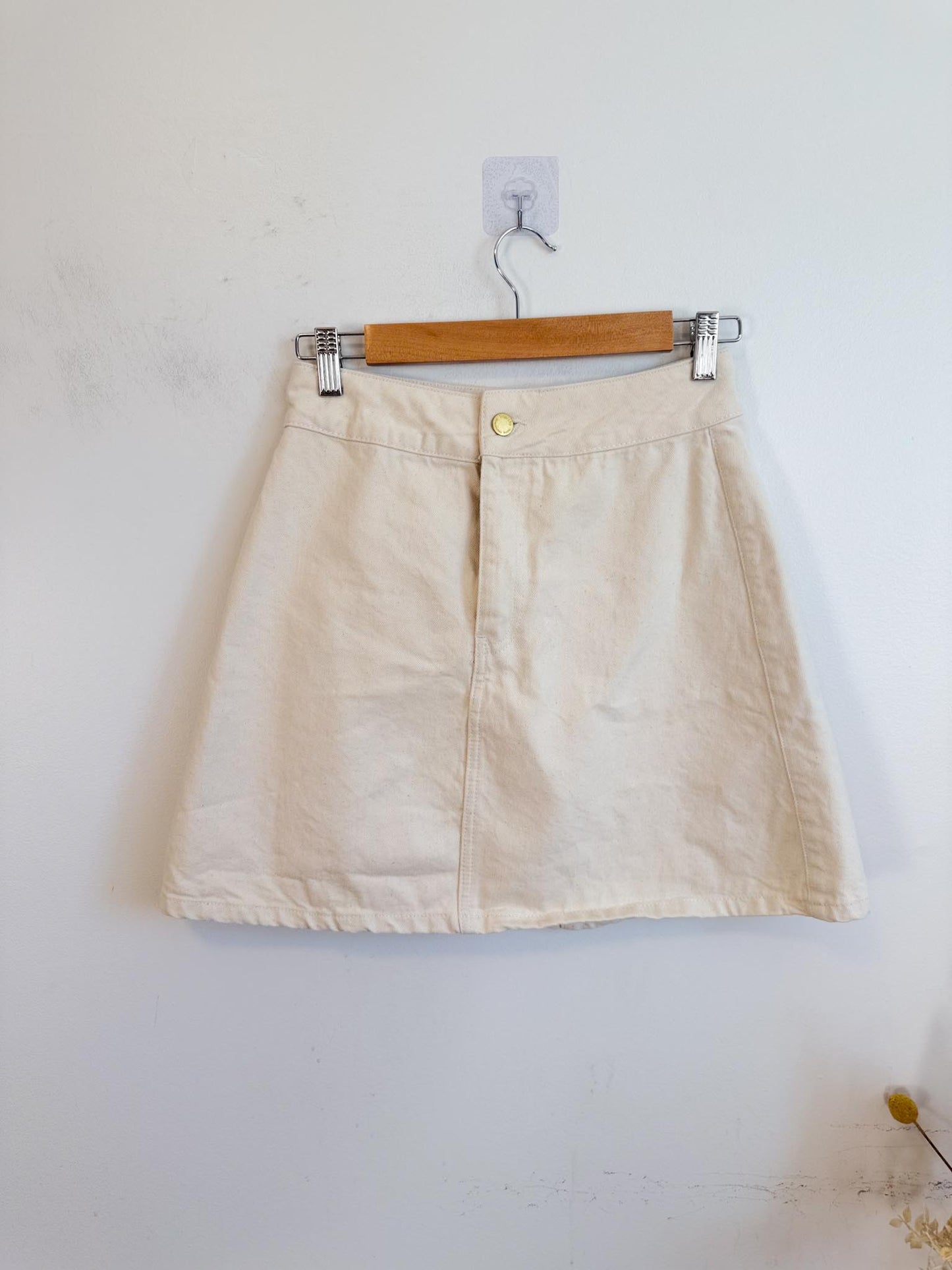 Triarchy Sustainable Mini Skirt in Natural Canvas (Size 27)