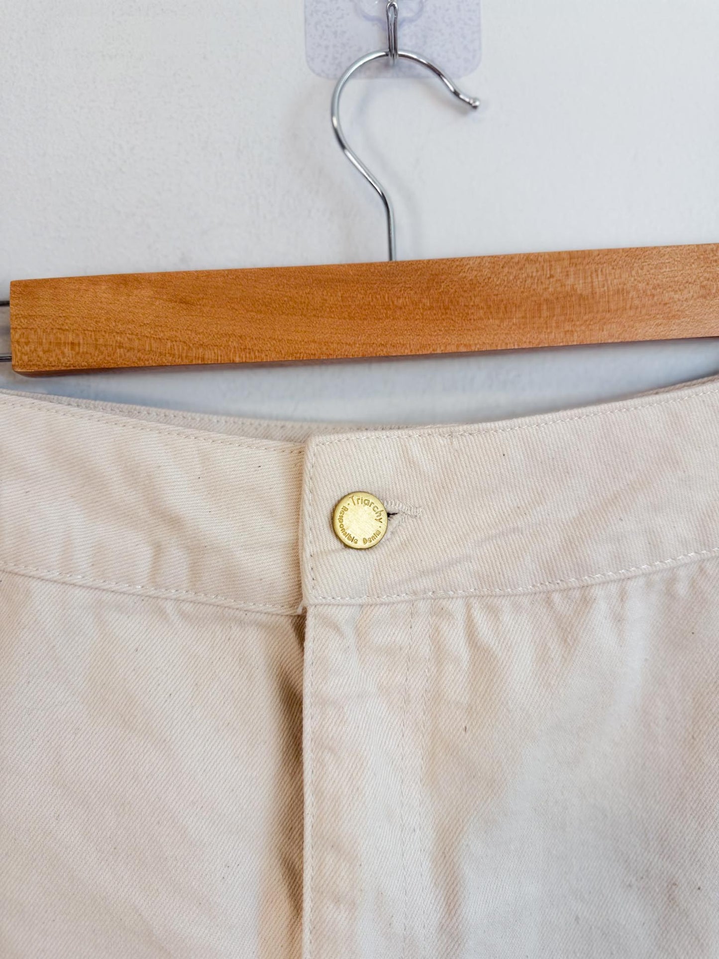 Triarchy Sustainable Mini Skirt in Natural Canvas (Size 27)
