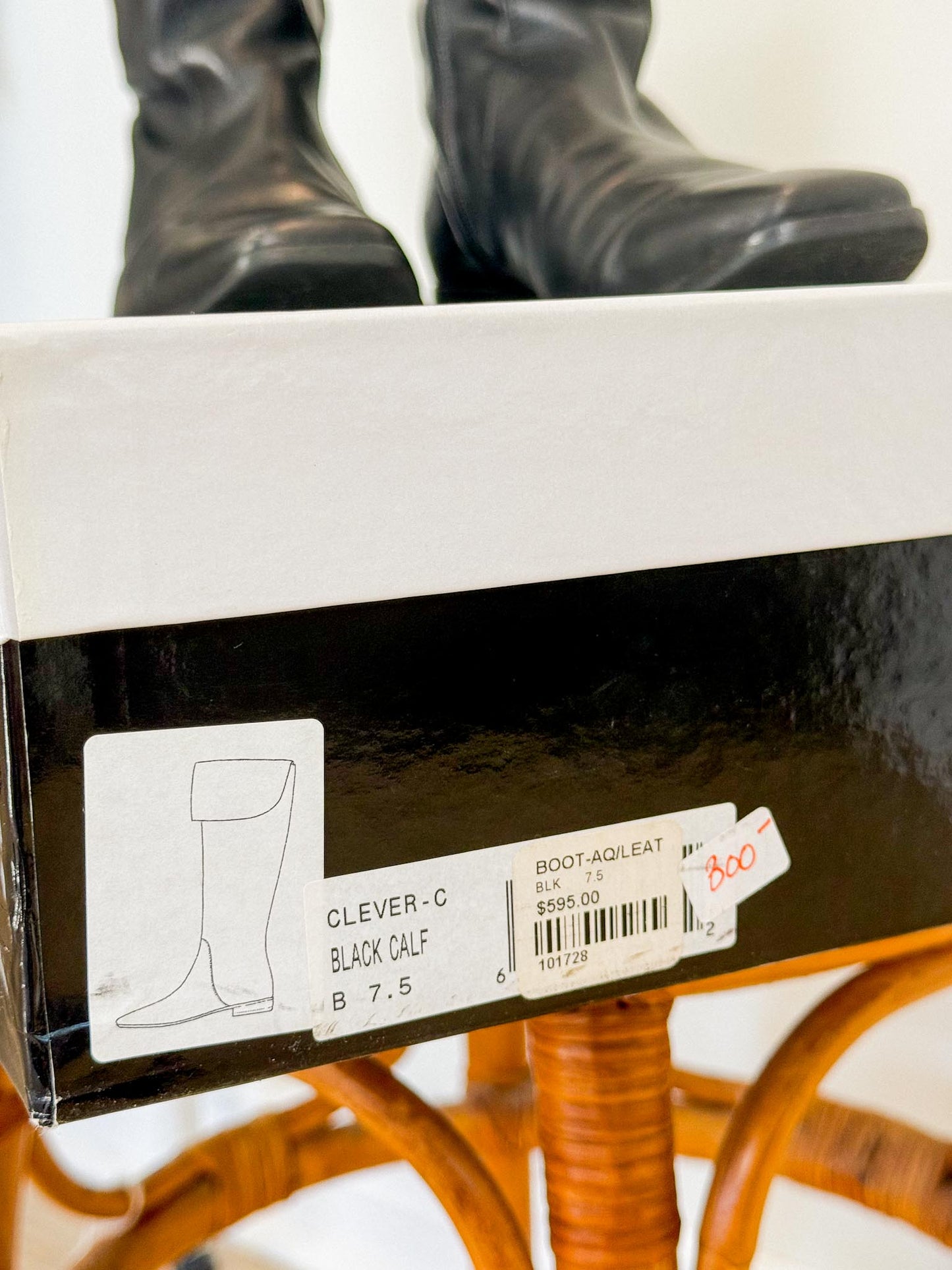 AQUATALIA Tall Calf Leather Boots in Black (Size 7.5)