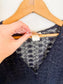Vintage Short Sleeve Open Front Lace Top in Black (Size short-sleeve open-front lace