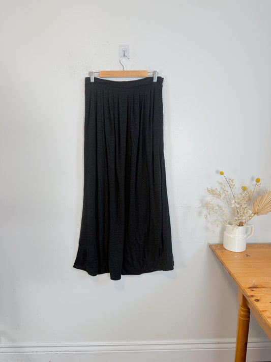 Weekend MaxMara Designer Pleated Maxi Skirt in Charcoal (Size M)