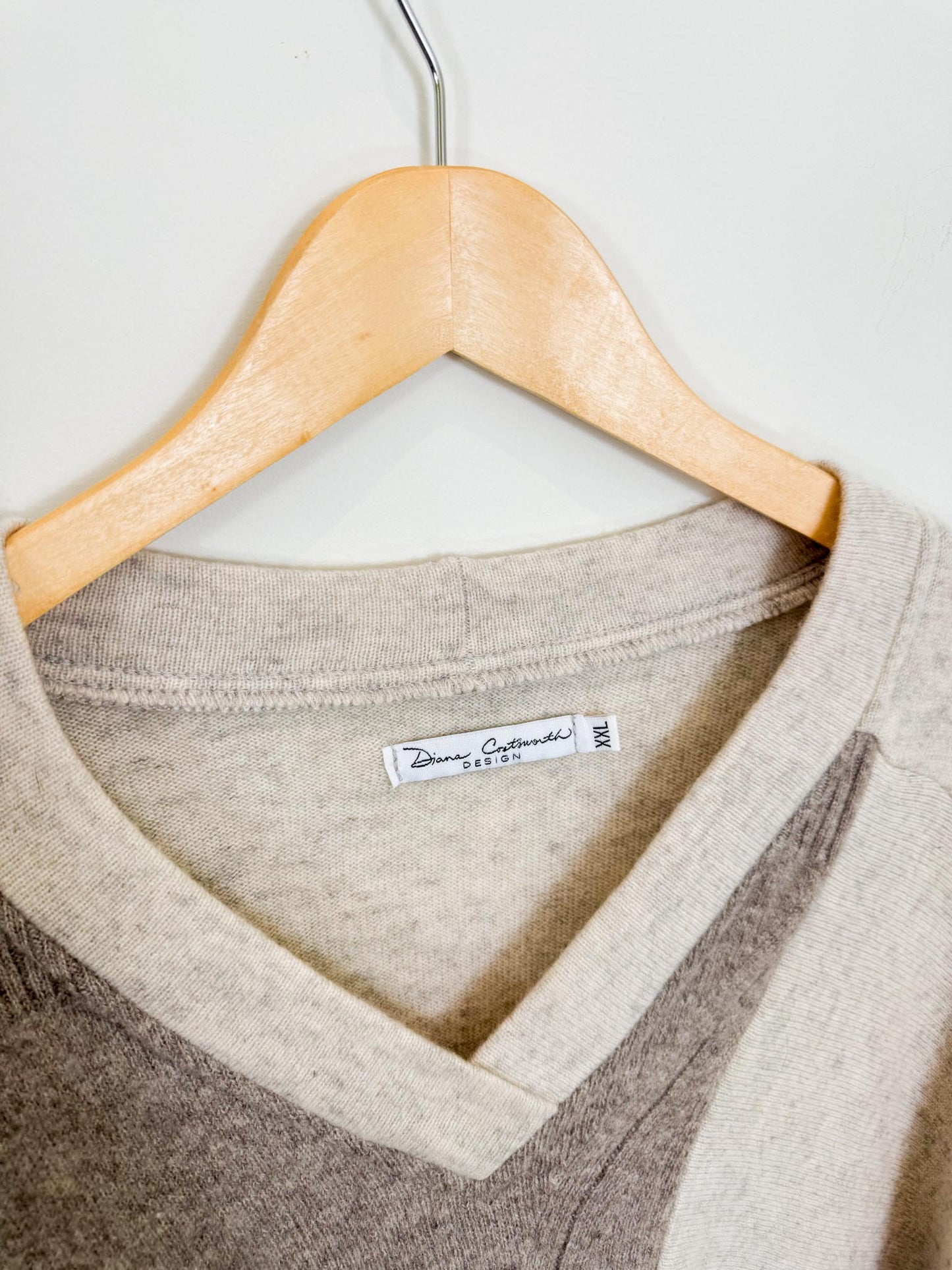 Diana Coatsworth Canadian Designer "Abstract Art Patched Upcycled Cashmere Sweater" (Size L-XXL)