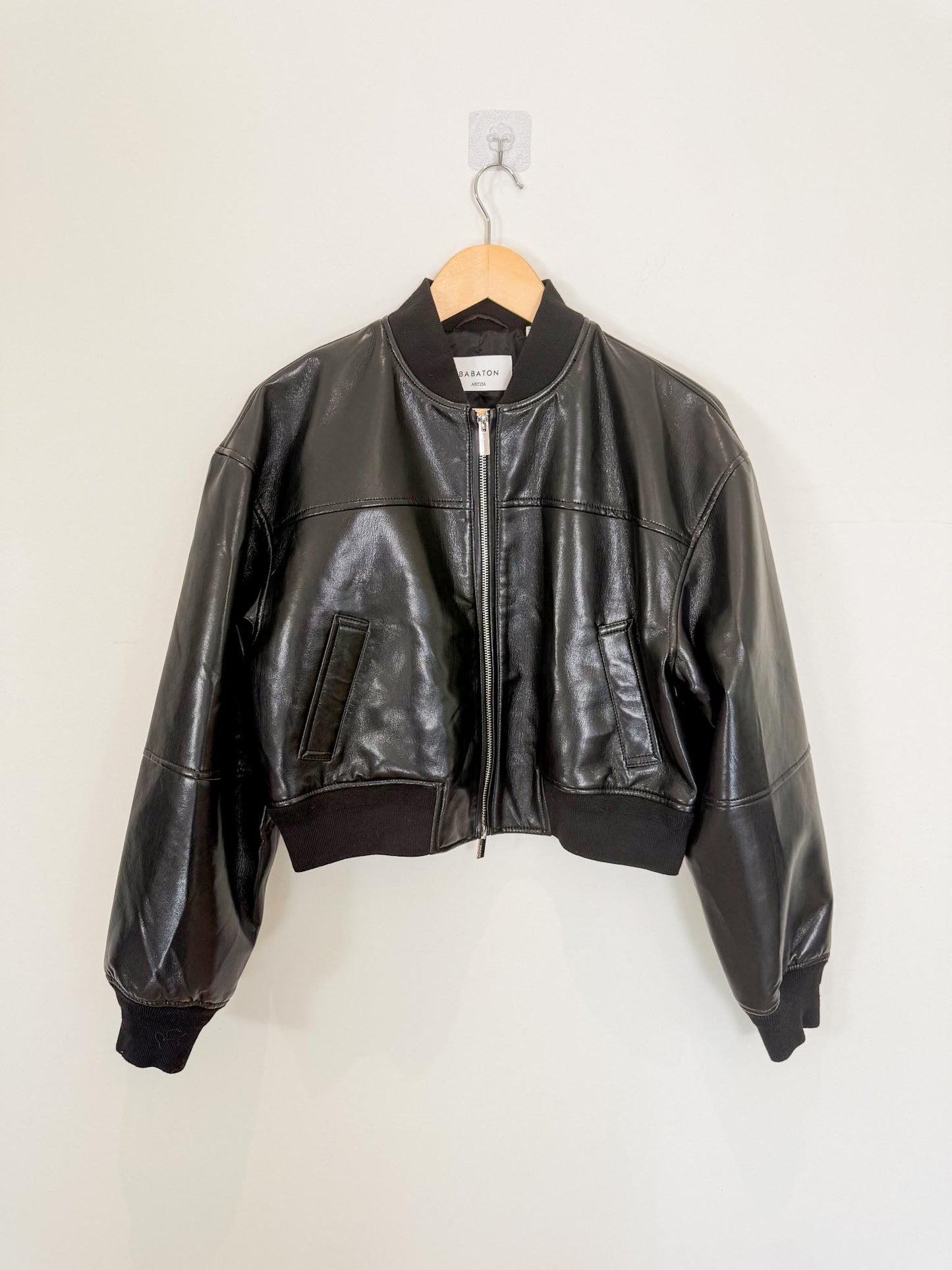 Babaton "Synergy Bomber - UnReal Leather in Black" (Size S)