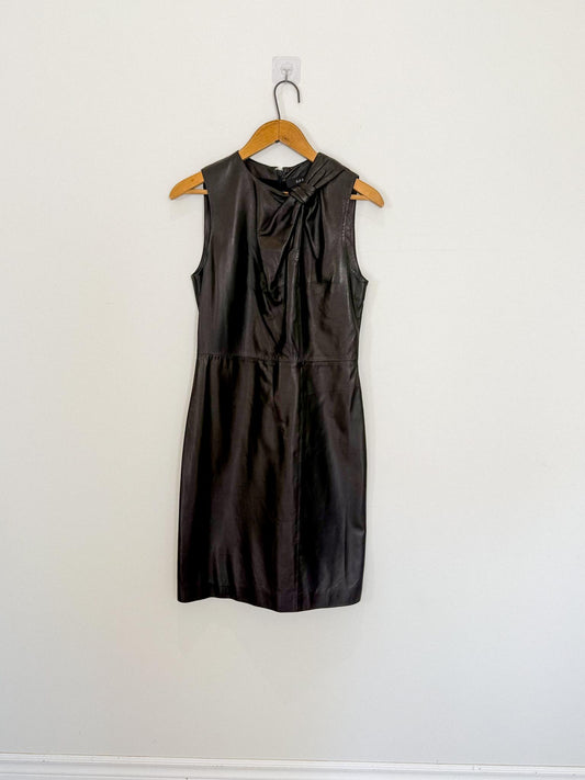 GUCCI Genuine Lamb Leather Mini Dress in Black (Size S)