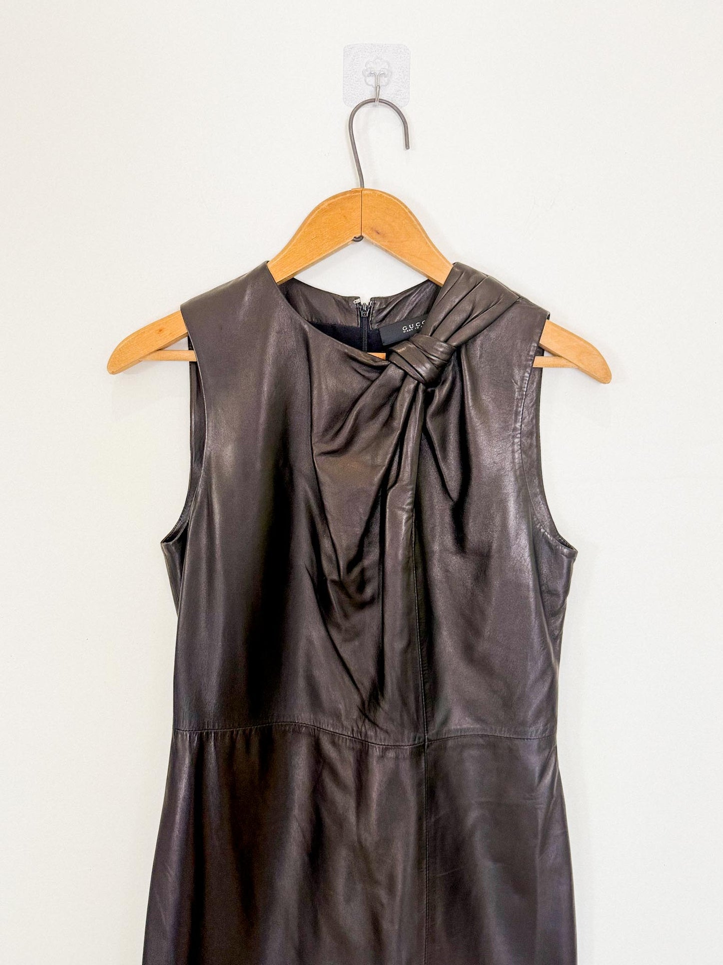 GUCCI Genuine Lamb Leather Mini Dress in Black (Size S)