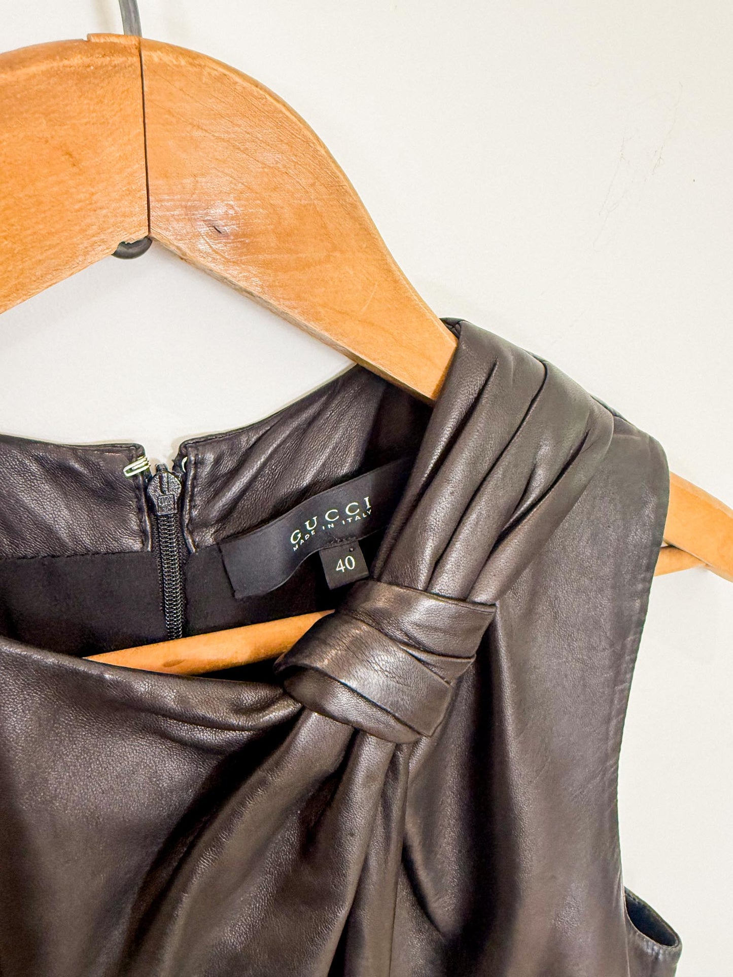 GUCCI Genuine Lamb Leather Mini Dress in Black (Size S)