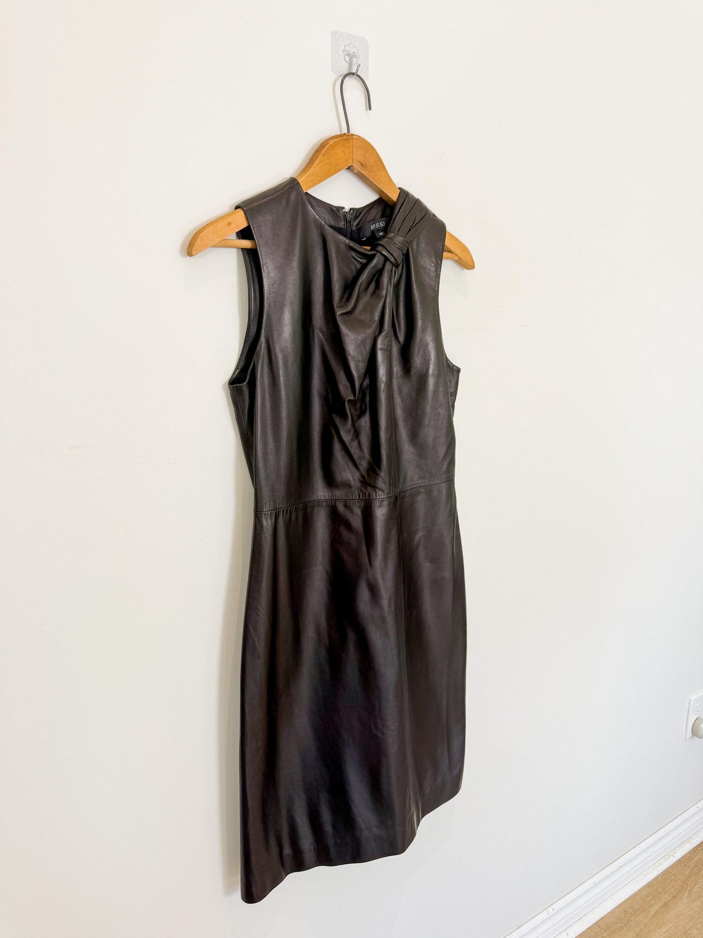 GUCCI Genuine Lamb Leather Mini Dress in Black (Size S)