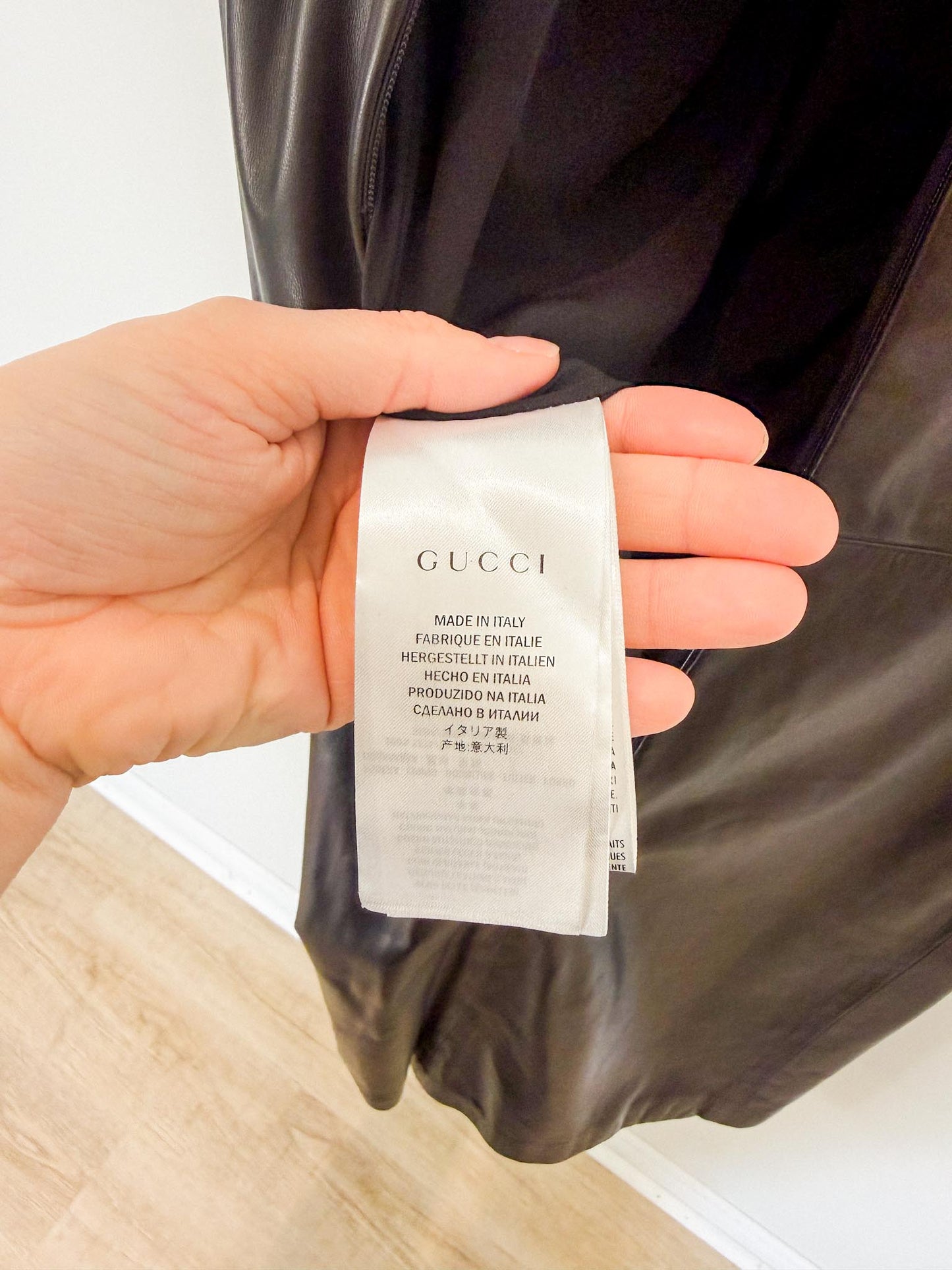 GUCCI Genuine Lamb Leather Mini Dress in Black (Size S)