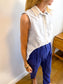 Jonathan Simkhai High Low Sleeveless Pinstripe Button Down (Size S)