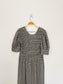 GANNI "Shirred Checked Recycled Seersucker Midi Dress in Black/White" (Size L)
