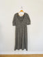 GANNI "Shirred Checked Recycled Seersucker Midi Dress in Black/White" (Size L)