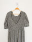 GANNI "Shirred Checked Recycled Seersucker Midi Dress in Black/White" (Size L)