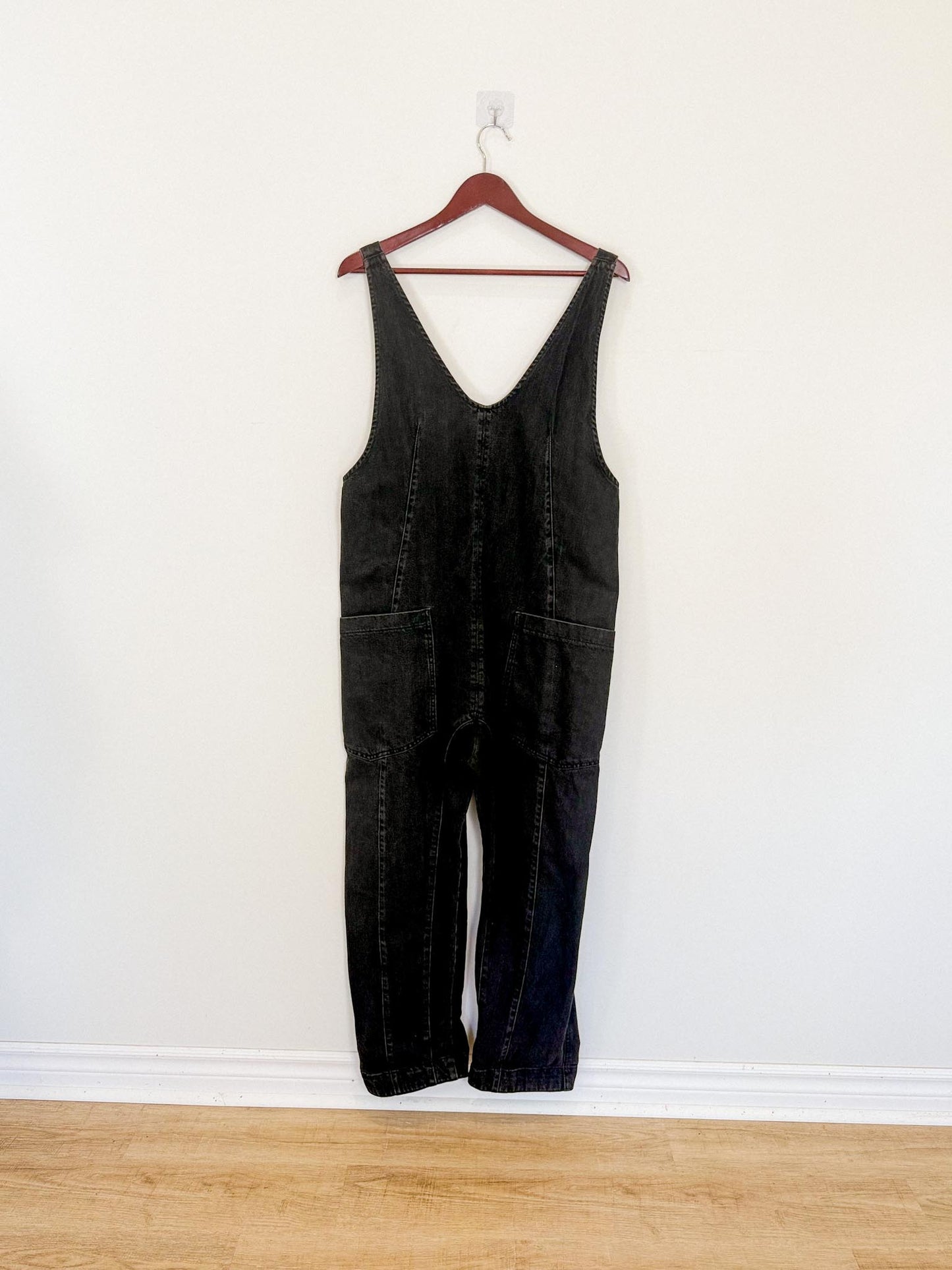 Free People "High Roller Jumpsuit in Black Denim (Size S/M)