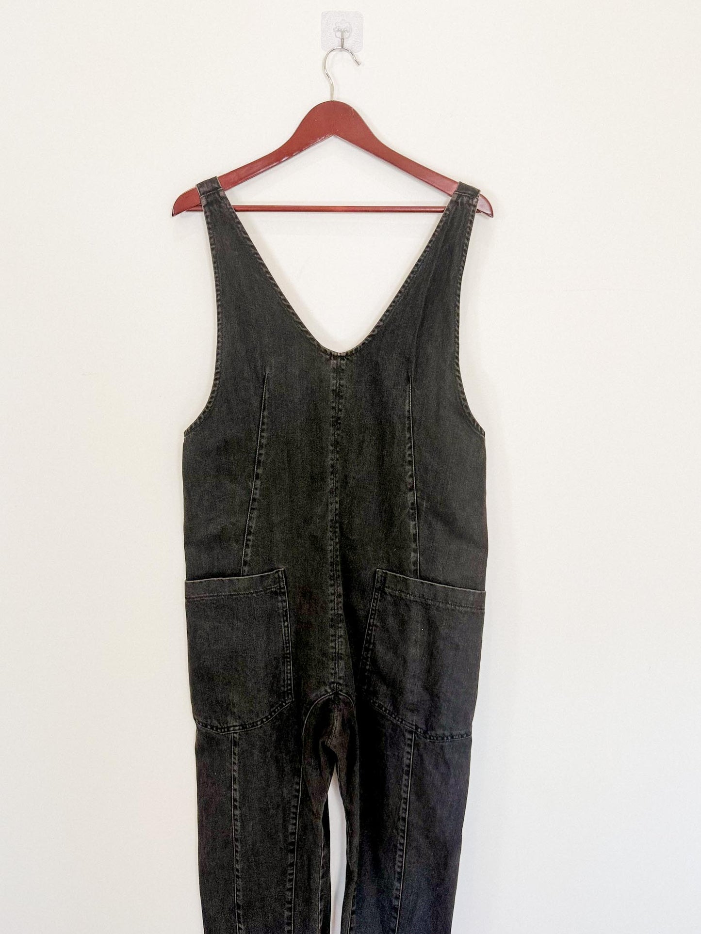 Free People "High Roller Jumpsuit in Black Denim (Size S/M)