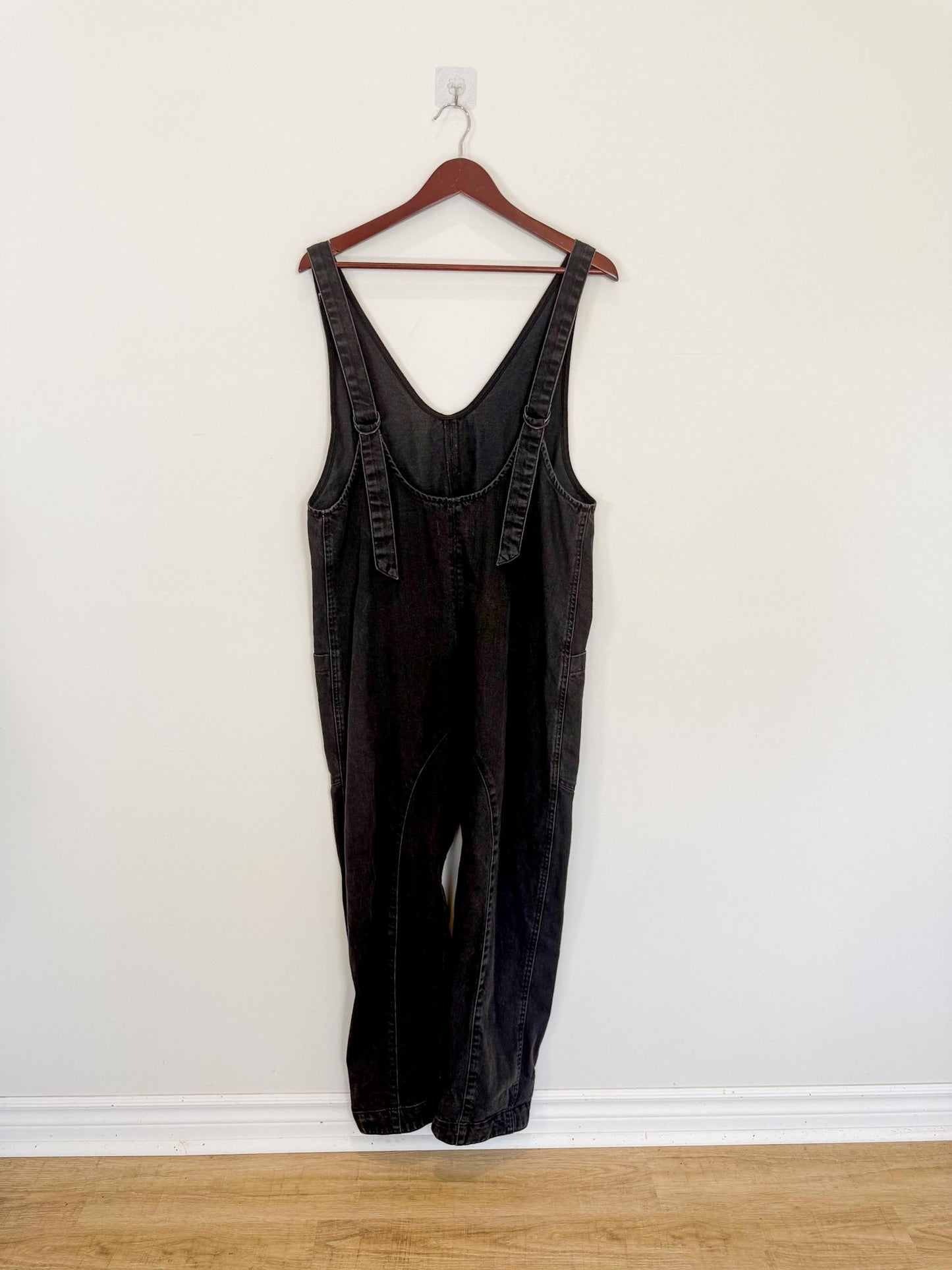 Free People "High Roller Jumpsuit in Black Denim (Size S/M)