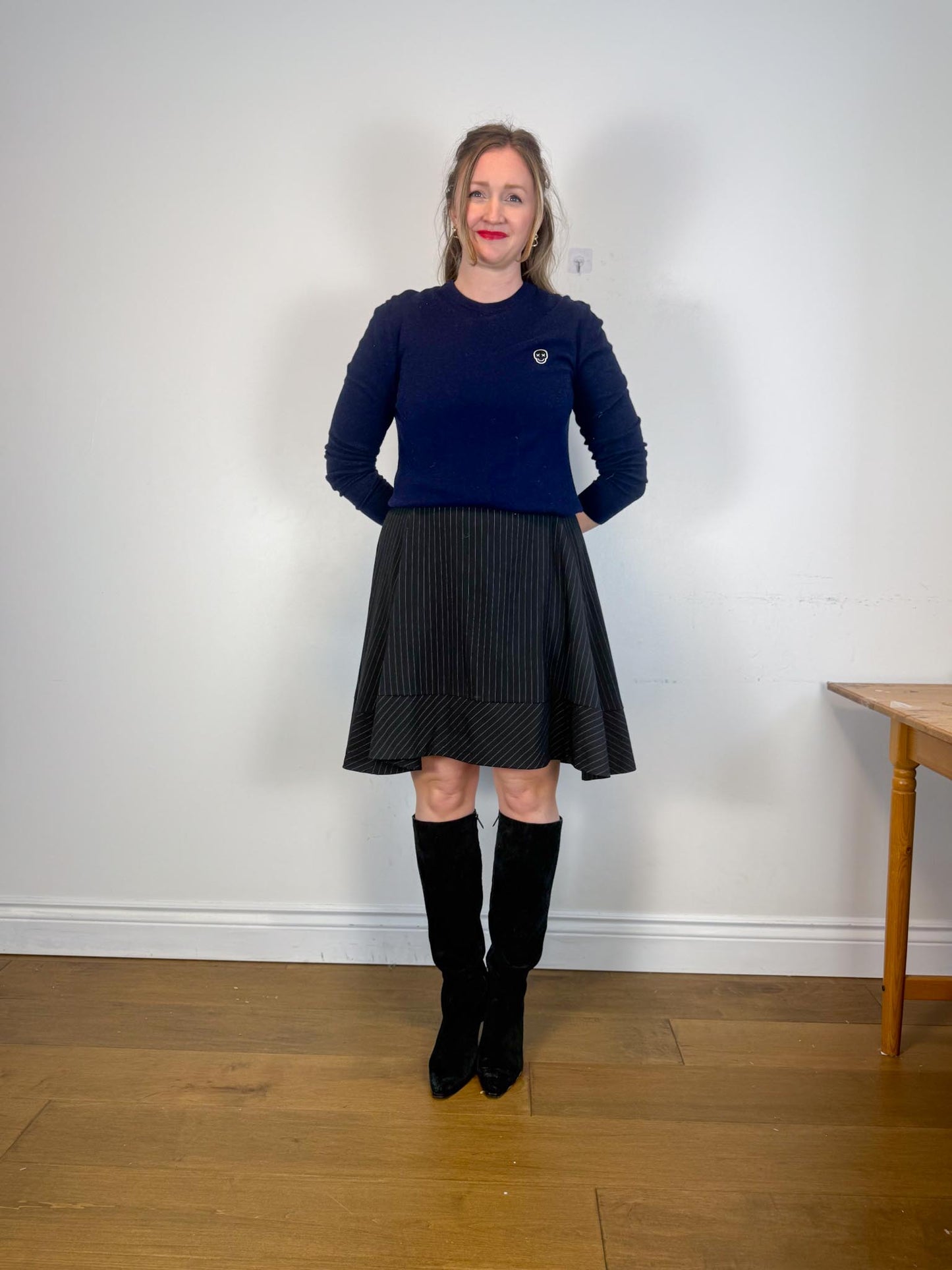 THE KOOPLES Designer Wool & Cashmere Skull Sweater in Navy (Size S/M)