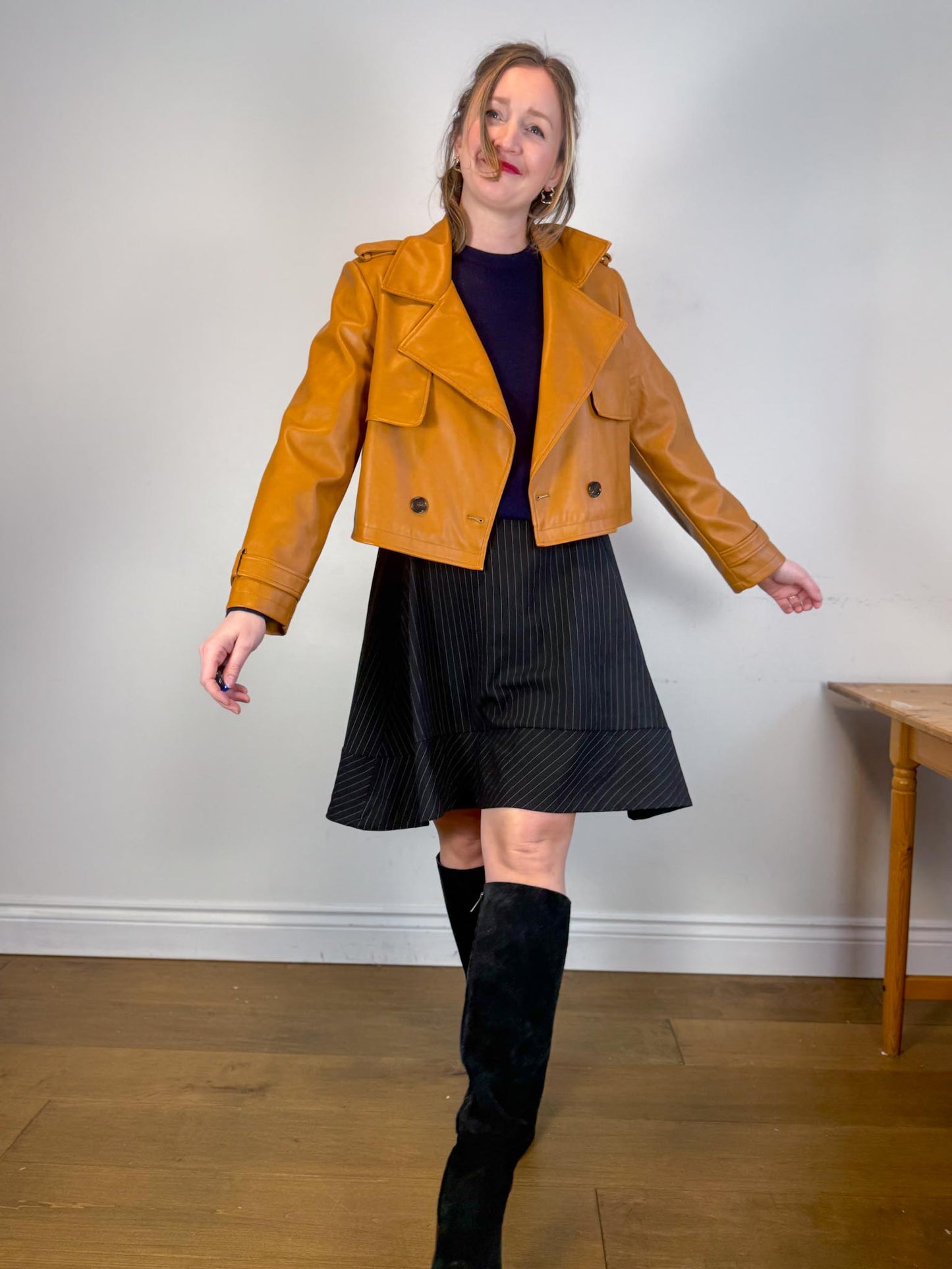 Anthropologie AVEC LES FILLES Faux Leather Cropped Jacket in Camel SOLD AS IS a(Size XL)