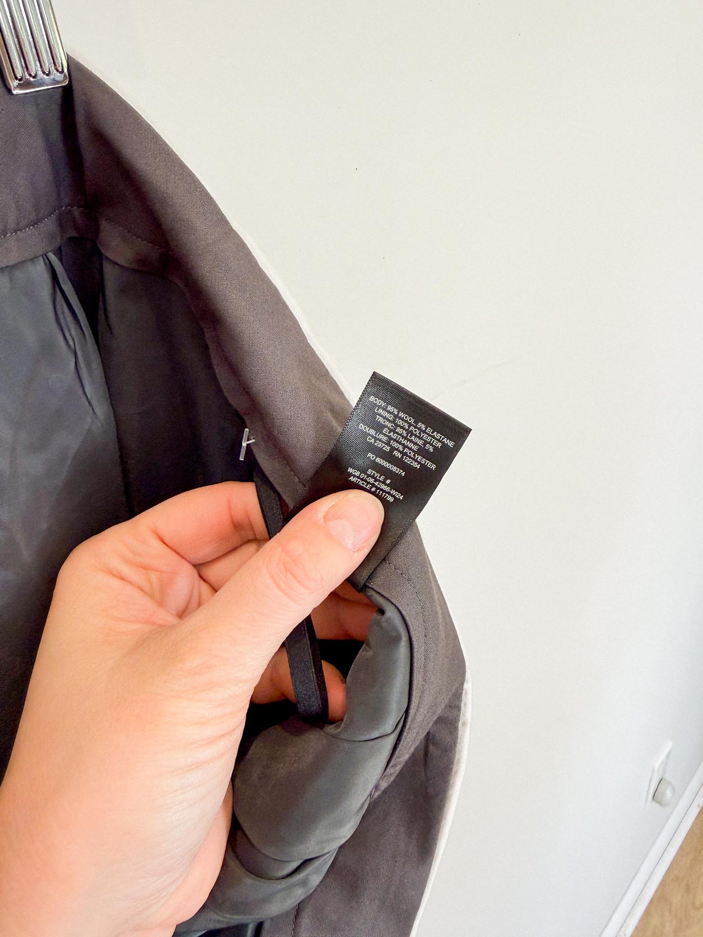 Babaton "Bureau Wool Pant in Dark Grey" (Size L/XL)