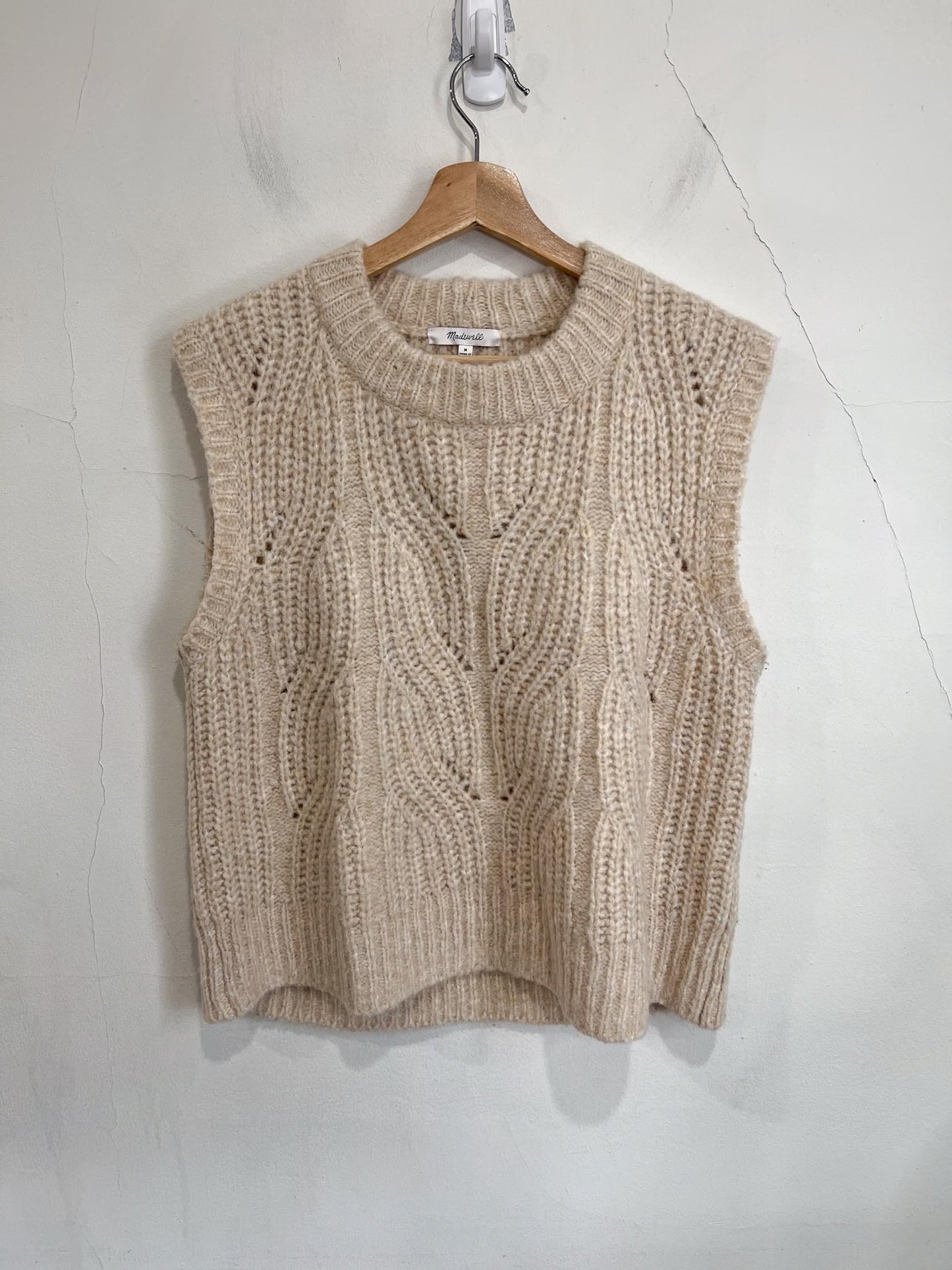 Madewell "Firgrove Cable Knit Sweater  in Ivory" (Size M/L)