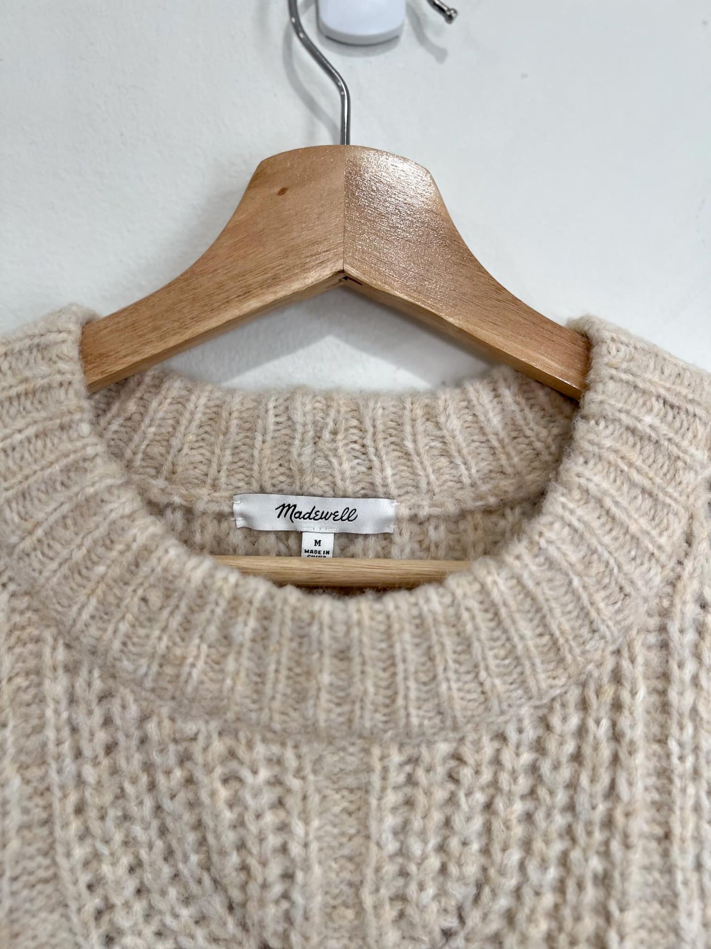 Madewell "Firgrove Cable Knit Sweater  in Ivory" (Size M/L)