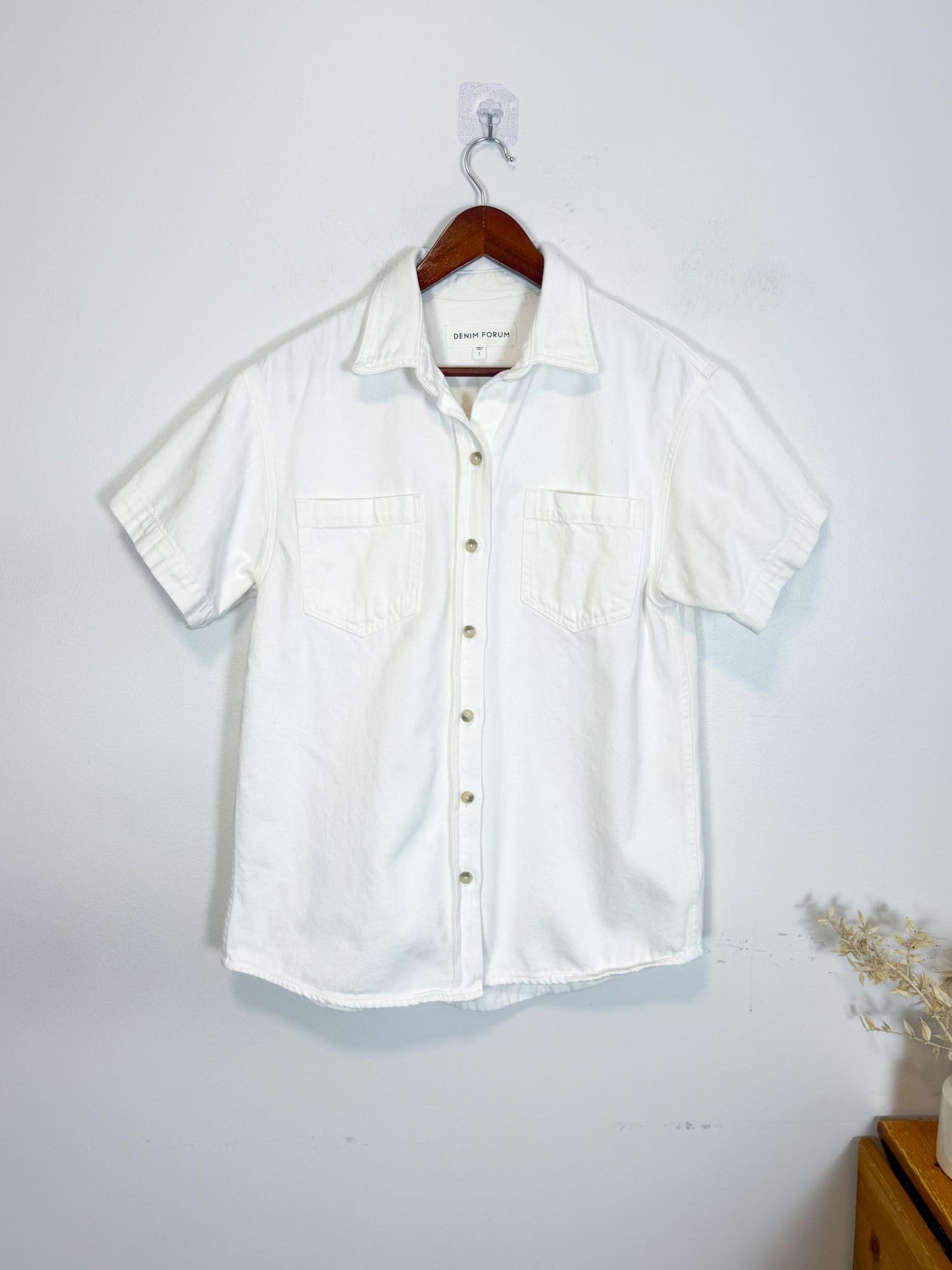 Denim Forum White Denim Shirt (Size M)