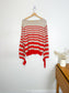 Autumn Cashmere Striped Sweater in Red/Cream (Size M/L)
