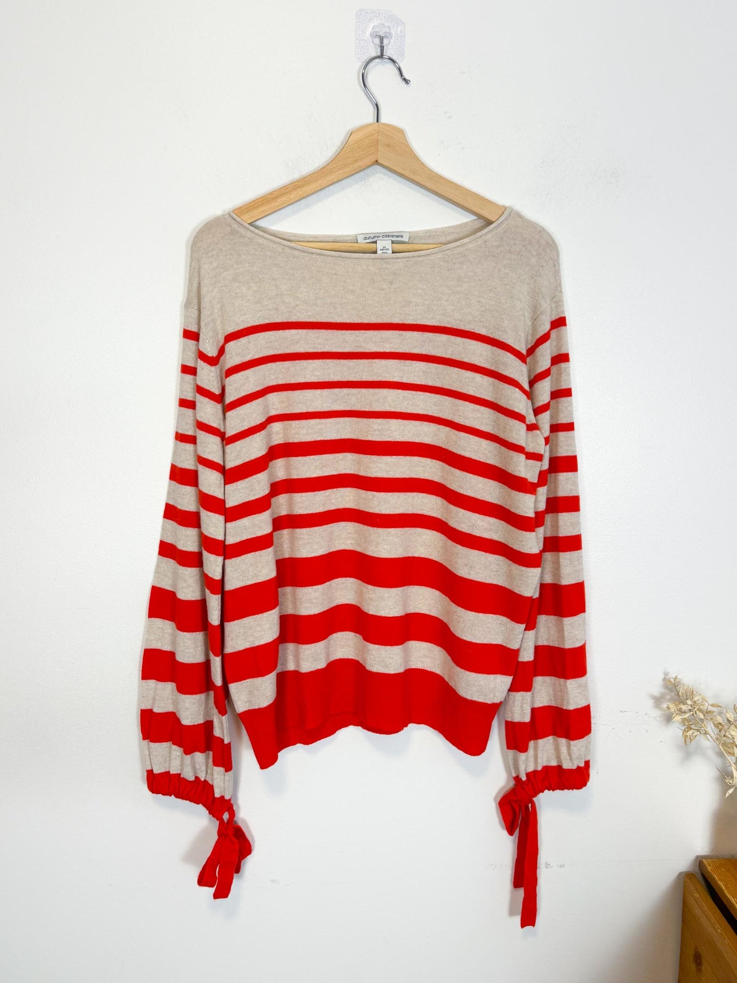 Autumn Cashmere Striped Sweater in Red/Cream (Size M/L)