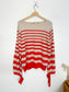 Autumn Cashmere Striped Sweater in Red/Cream (Size M/L)