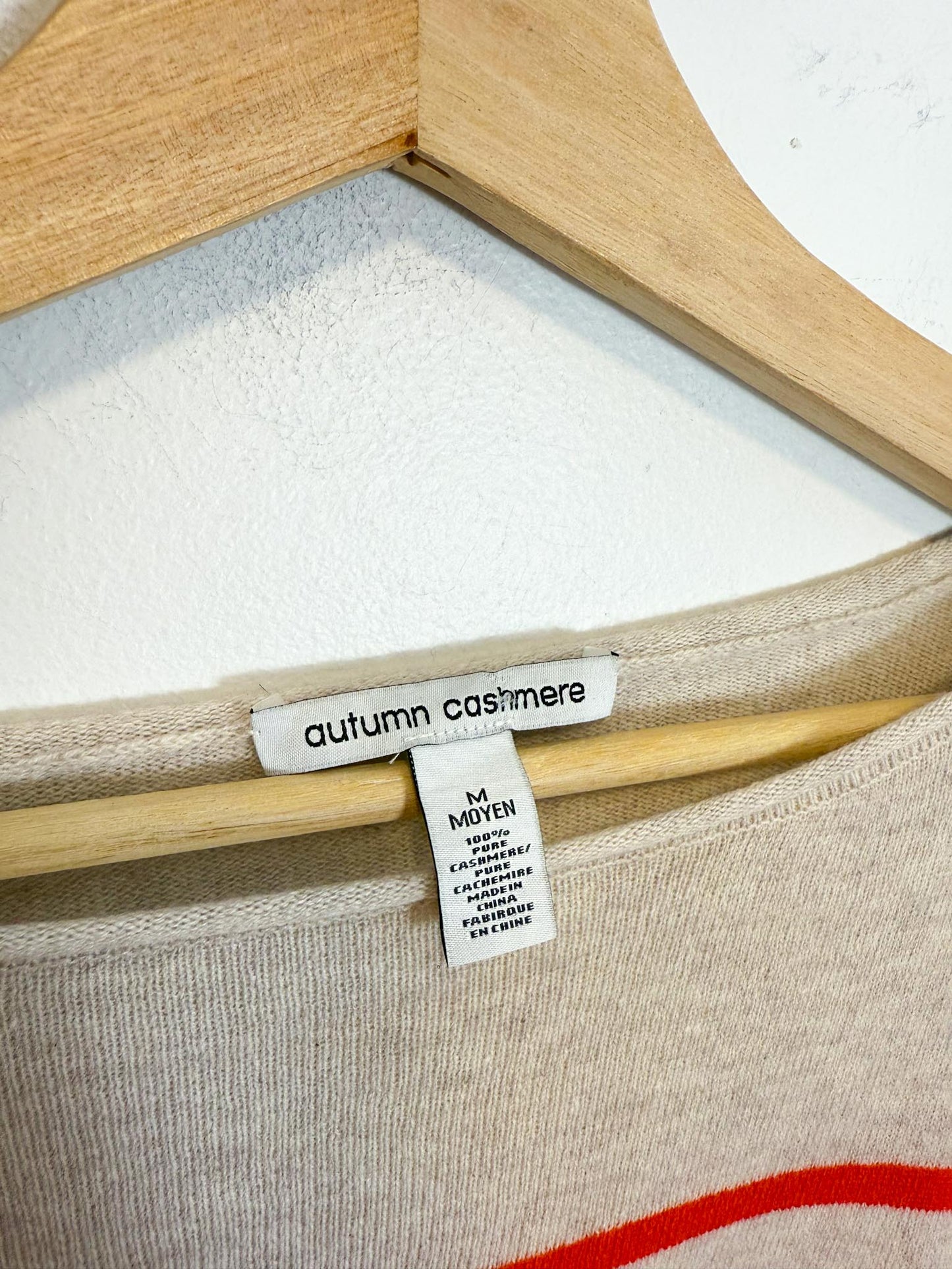 Autumn Cashmere Striped Sweater in Red/Cream (Size M/L)