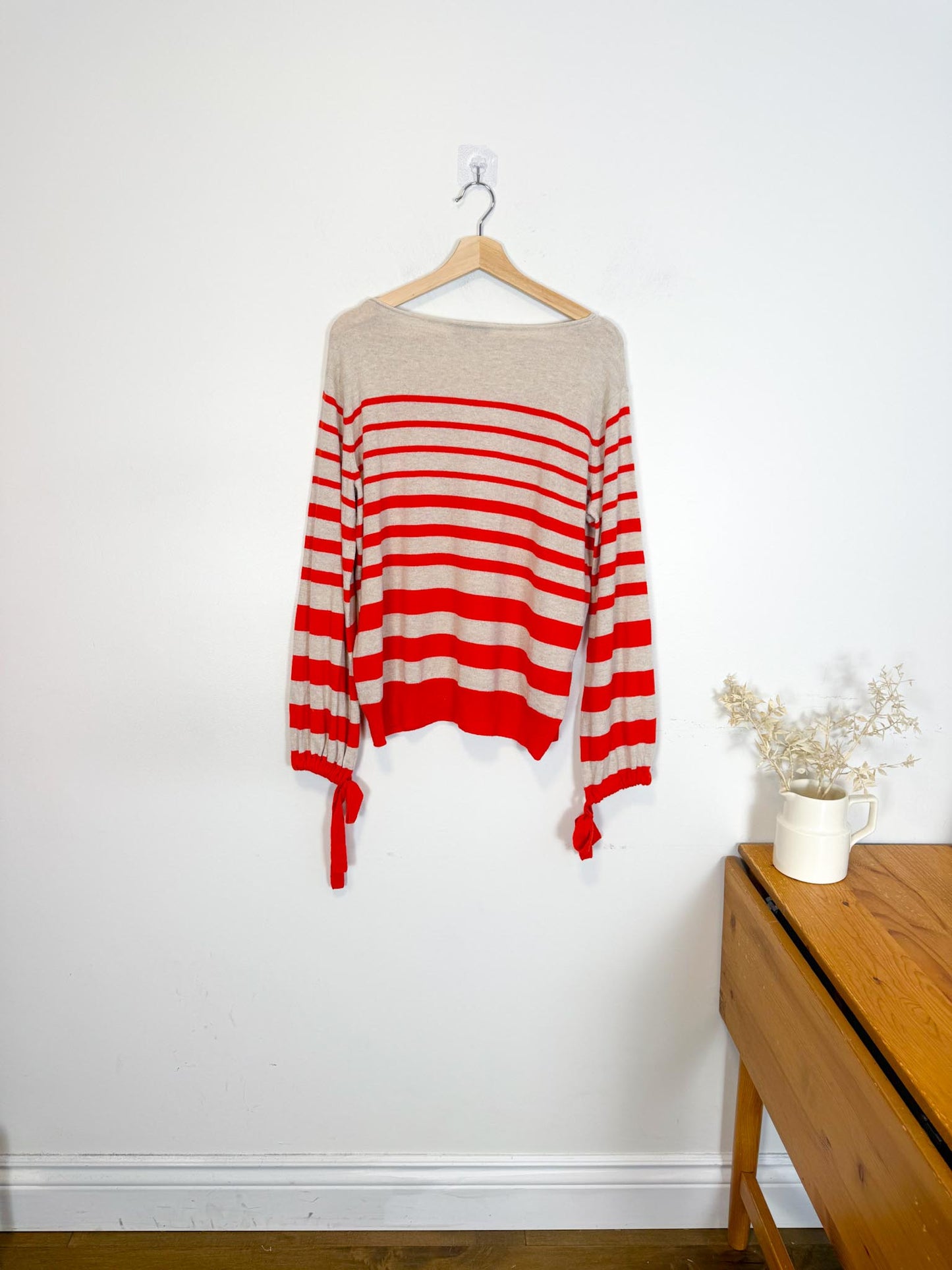 Autumn Cashmere Striped Sweater in Red/Cream (Size M/L)