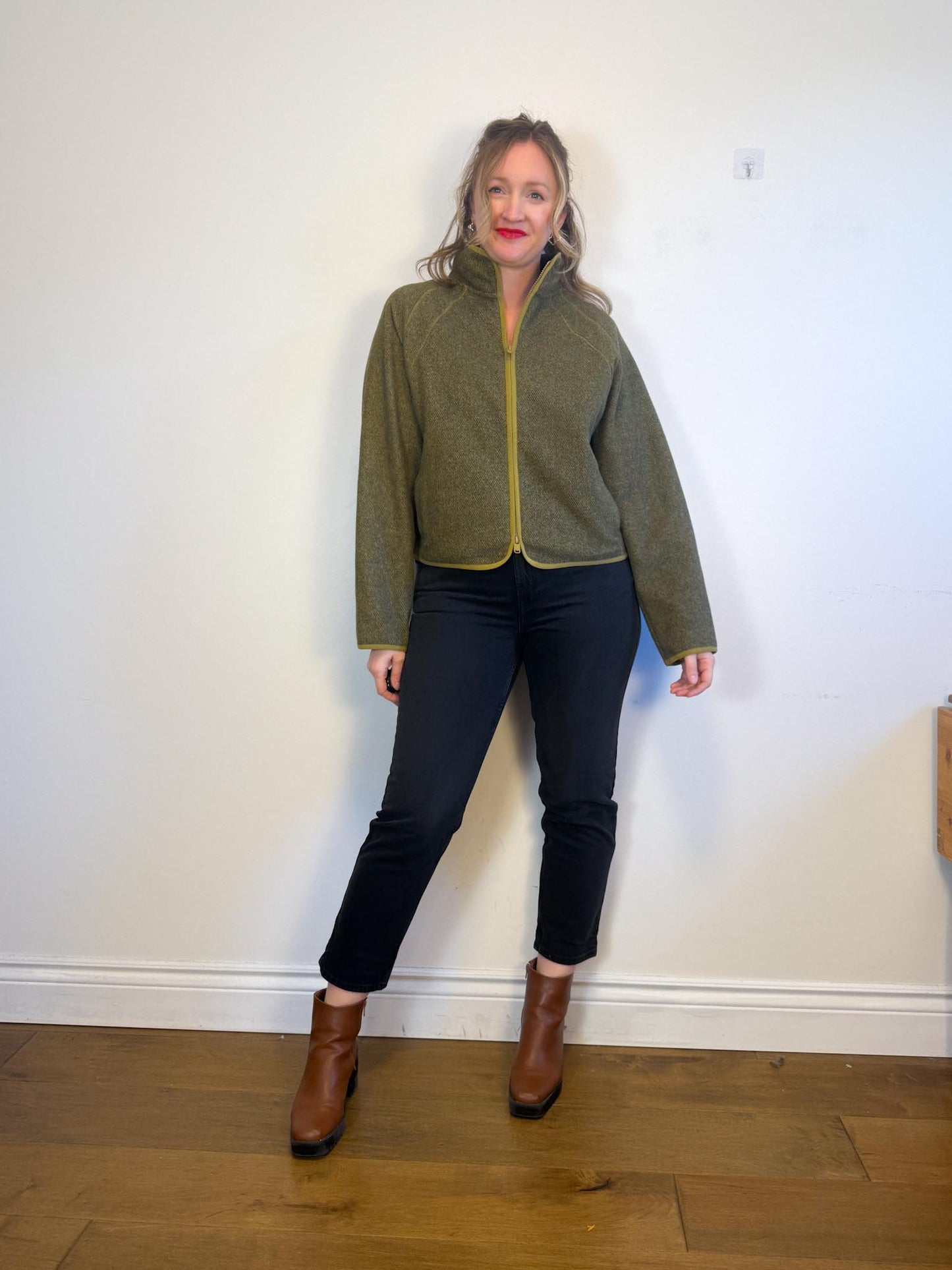 Athleta "Stroll Fleece Full Zip Jacket in Tapestry Gold" (Size L)