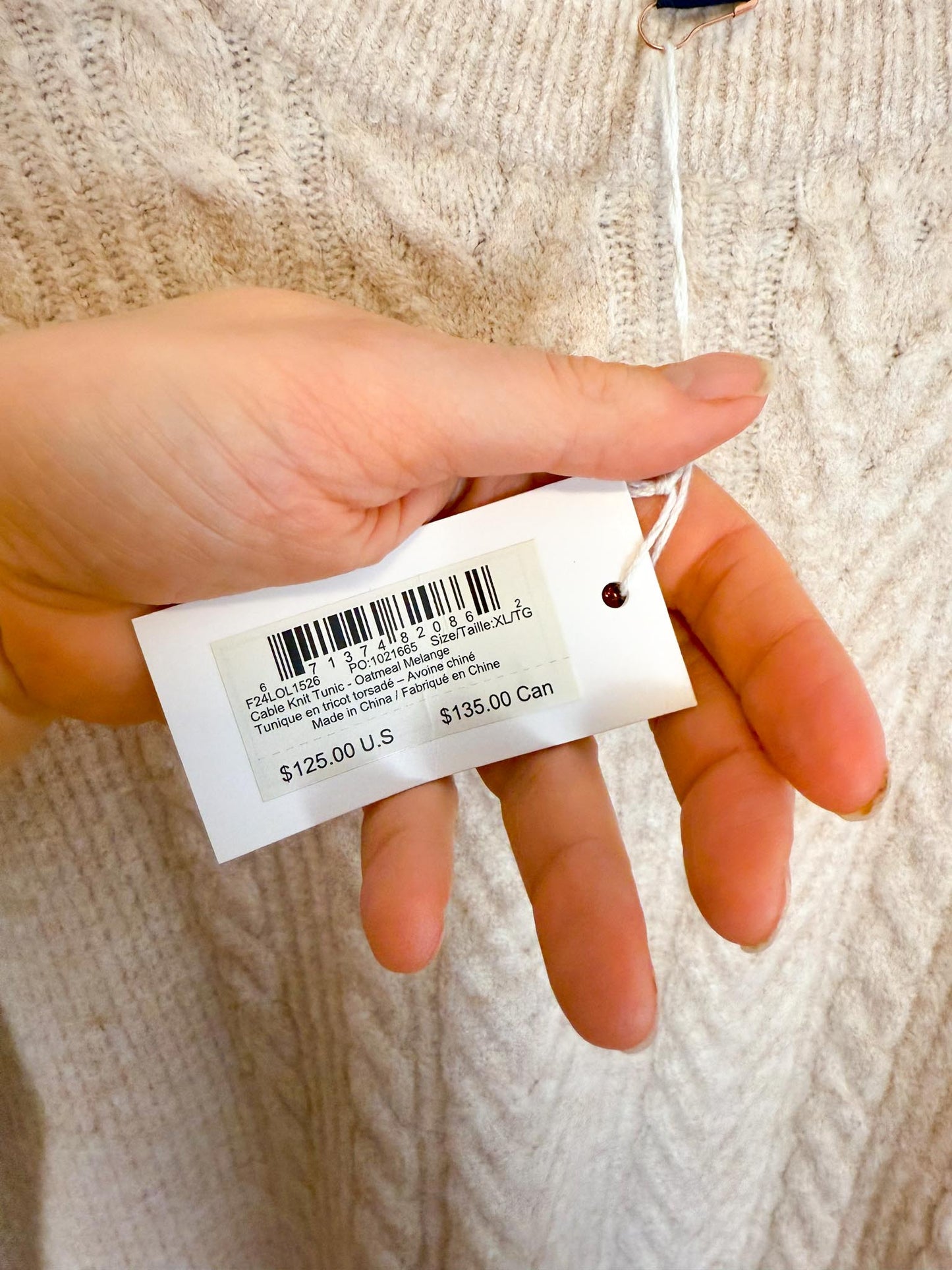 Hatley Cable Knit Sweater in Oatmeal NWT  (Size XL)